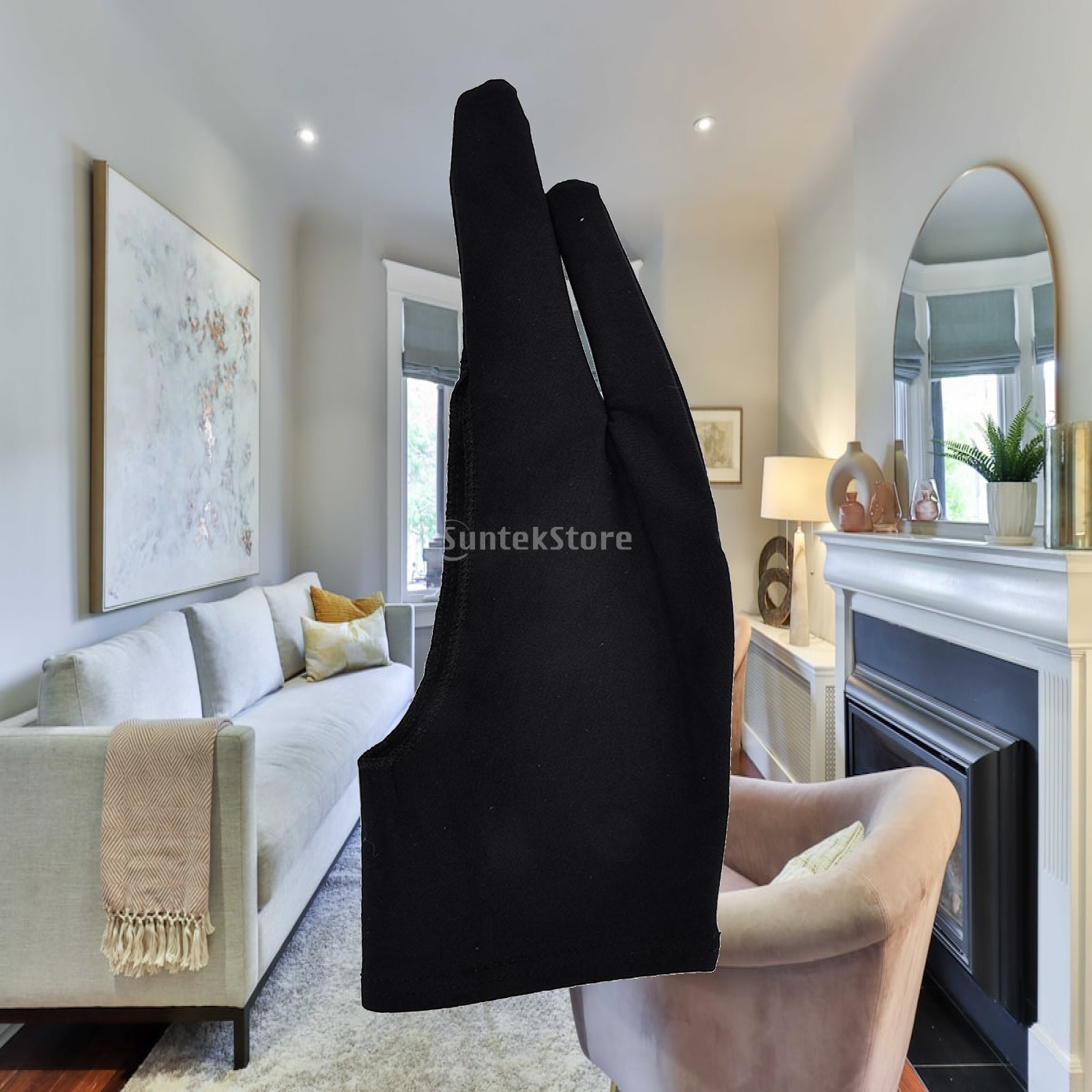 Drawing Glove Artist - タブレットやスケッチ用の紙に描く際に、指が汚れにくいように設計された、左右両手で使える2本指のアーティスト用グローブ。
