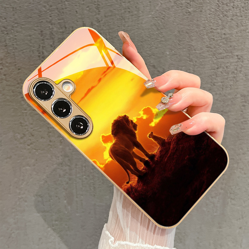 トワイライトライオンとリトルライオン柄のガラス製携帯電話ケー - Samsung Galaxy S24 のレビューと価格