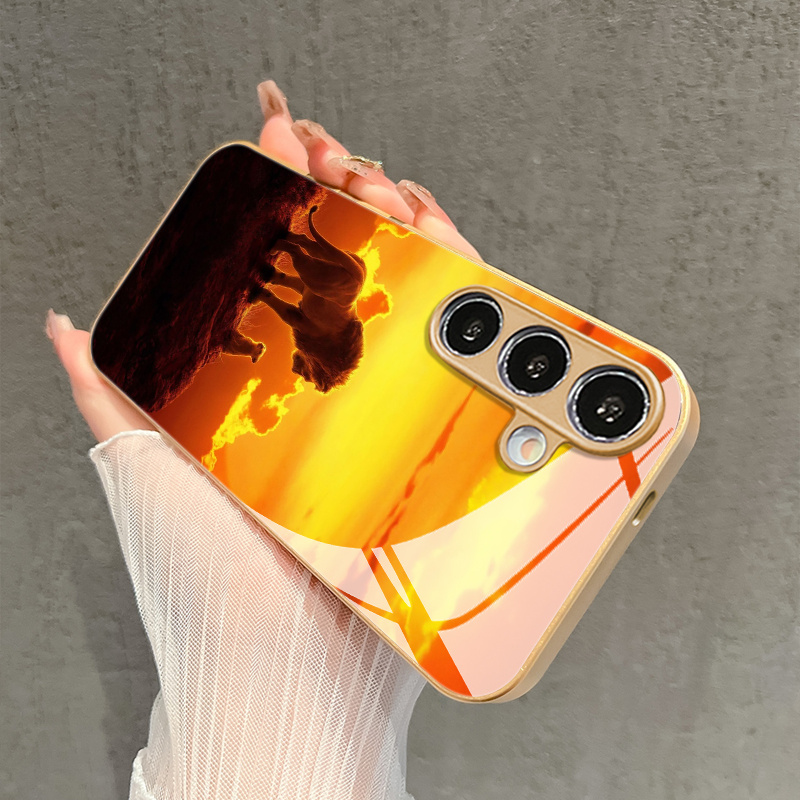 トワイライトライオンとリトルライオン柄のガラス製携帯電話ケー - Samsung Galaxy S24 のレビューと価格